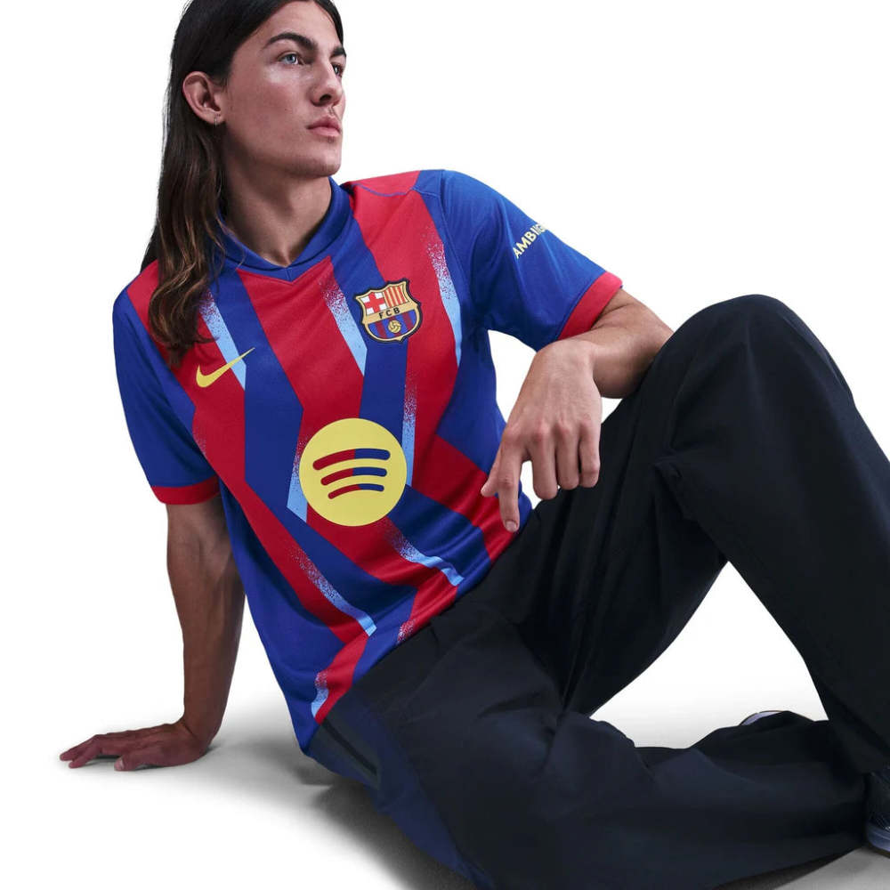 Nike Men's FC Barcelona Gavi 4th Jersey 25/26 w/ La Liga Patches (Blue/Red/Yellow)