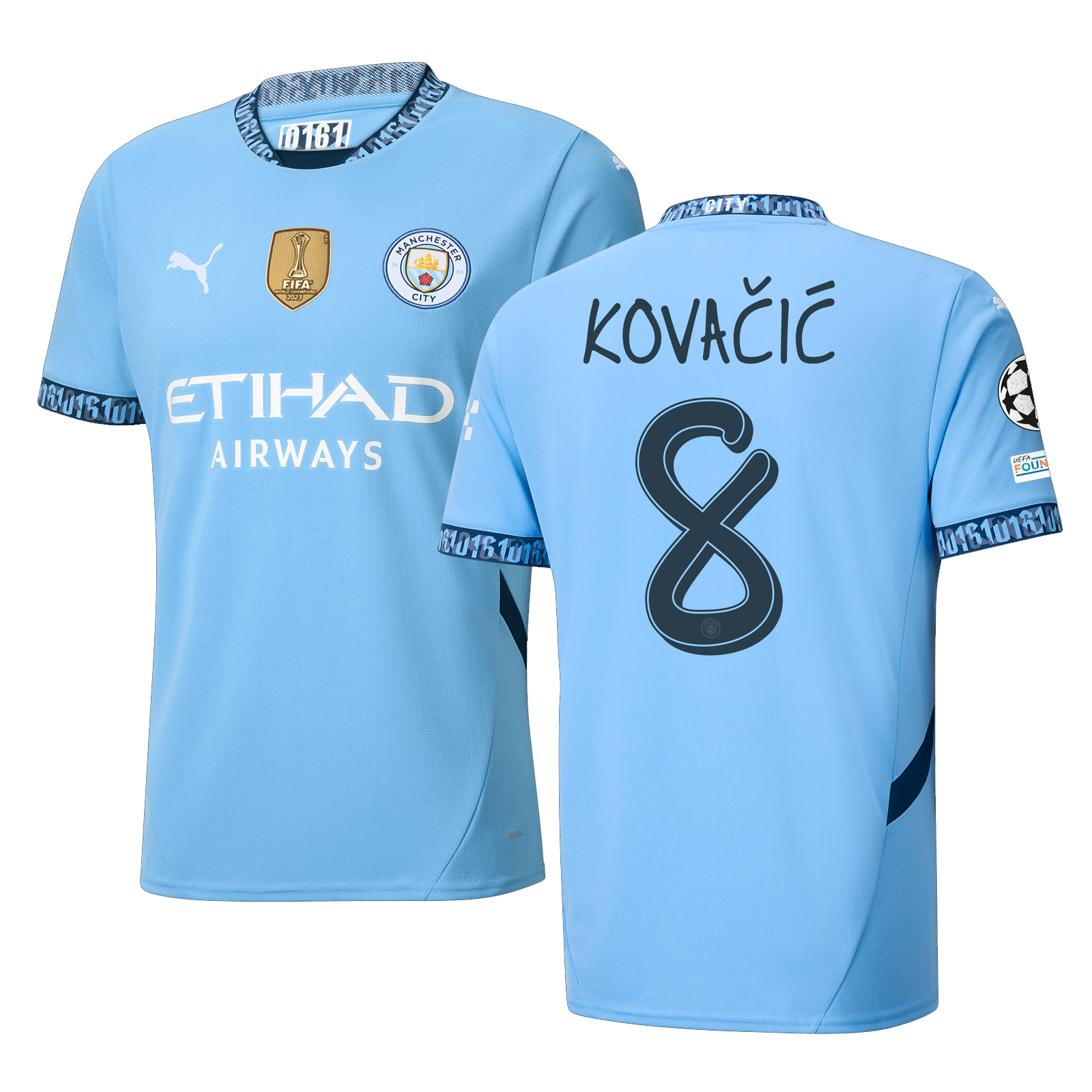 Puma Manchester City Mateo Kova?i? Home Jersey w/ Champions League + Club World Cup Patch 24/25 (Team Light Blue/Marine Blue)