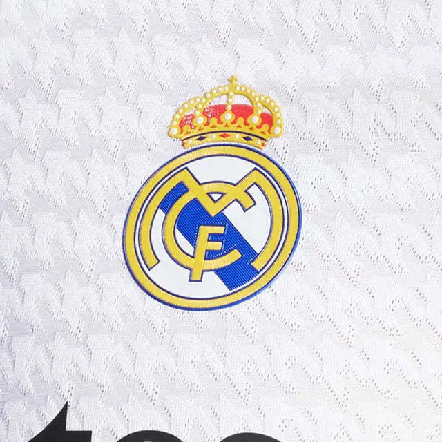 adidas Mbappé Real Madrid Authentic Home Jersey w/ La Liga Patches 24/25 (White/Black)
