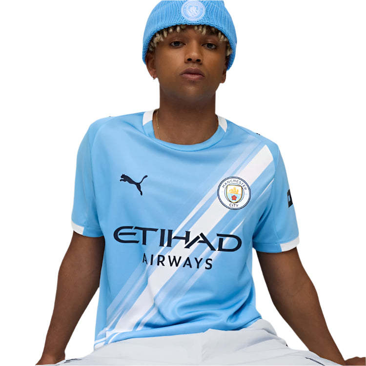 Puma Kyle Walker Manchester City Home Jersey 25/26 w/ EPL + Sponsor Patch (Team Light Blue/Puma White)