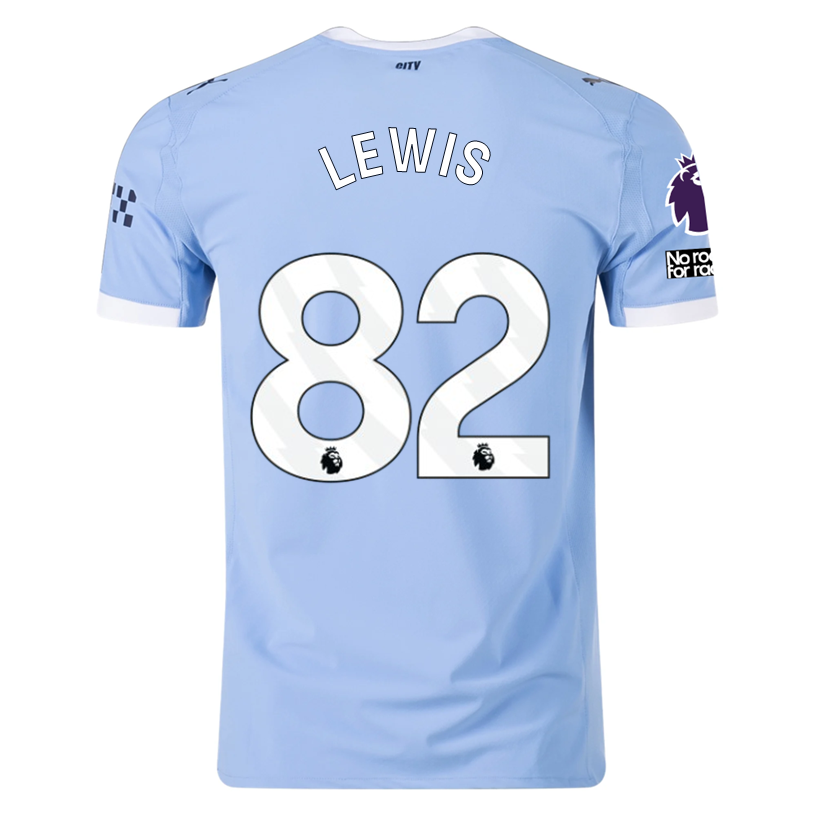Puma Manchester City Authentic Bobb Home Jersey w/ EPL + No Room For Racism Patches 25/26 (Team Light Blue/White)