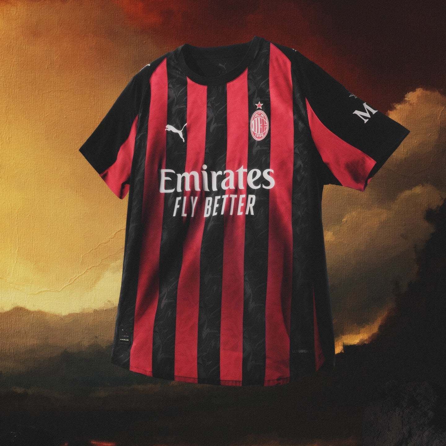 Puma Pulisic Men's AC Milan Authentic Home Jersey 25/26 w/ Seria A Patch (Red/Black)