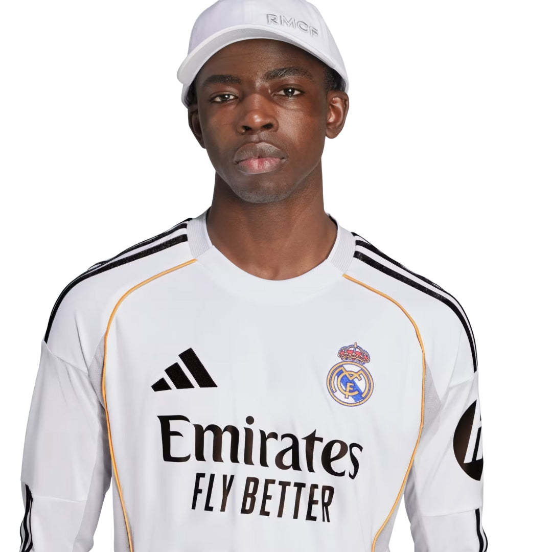 adidas Real Madrid Rodrygo Long Sleeve Home Jersey w/ Champions League Patches 25/26 (White)