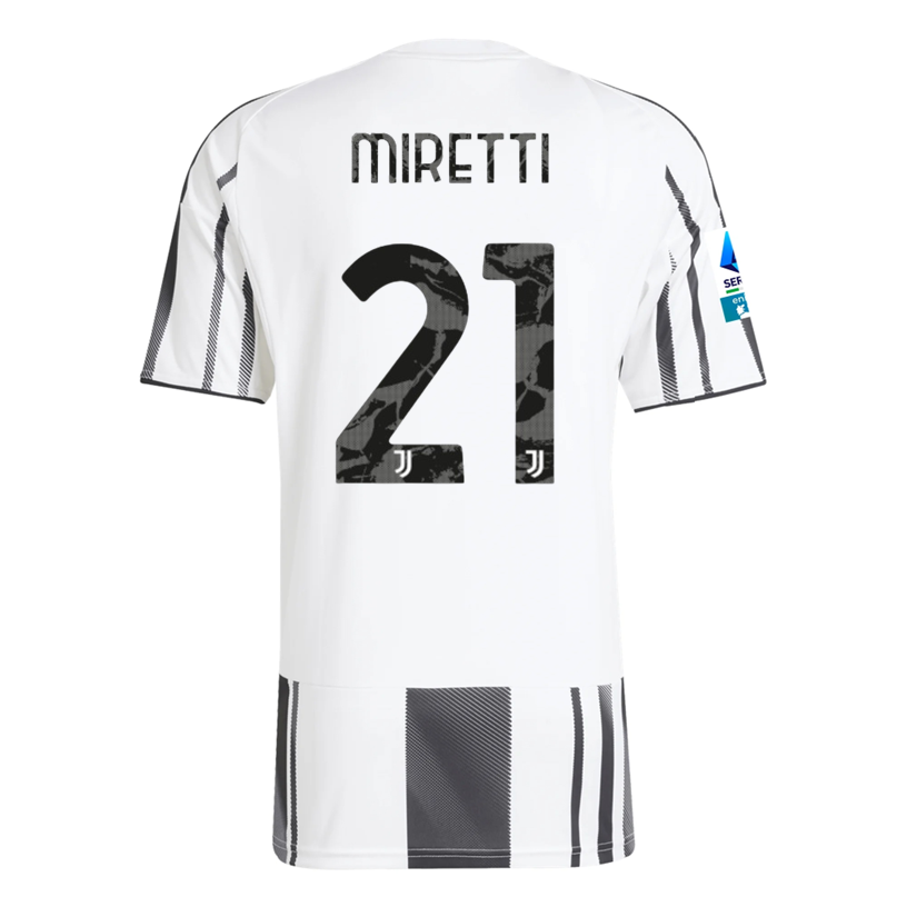 adidas Men's Juventus Openda Home Jersey w/ Serie A Patch 25/26 (White/Black/Pink)