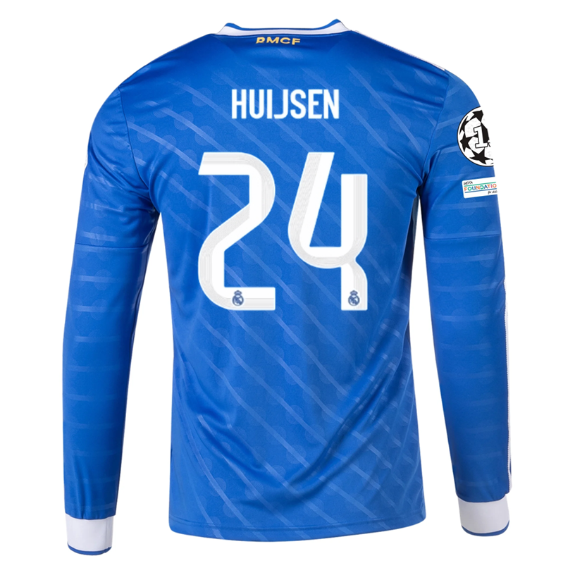adidas Men's Real Madrid Trent Long Sleeve Third Jersey w/ Champions League Patches 25/26 (Blue/White)