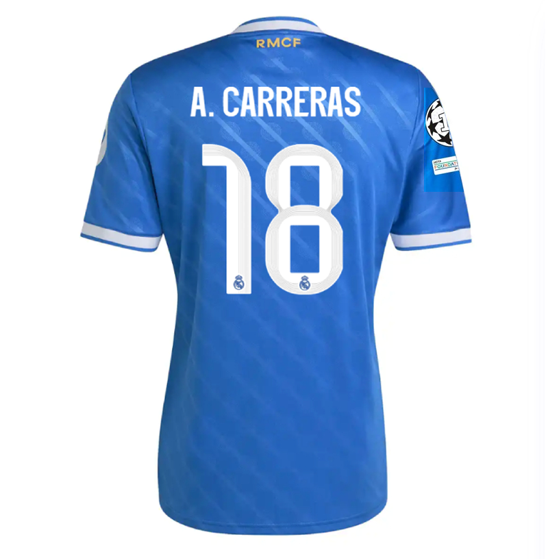 adidas Arda Guler Men's Real Madrid Third Jersey 25/26 w/ Champions League Patches (Blue/White)