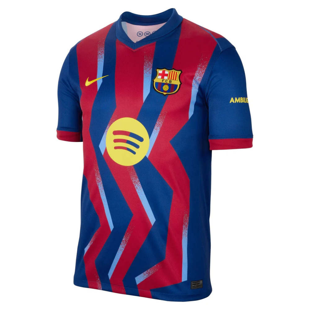 Nike Men's FC Barcelona 4th Jersey 25/26 w/ La Liga Patches (Blue/Red/Yellow)