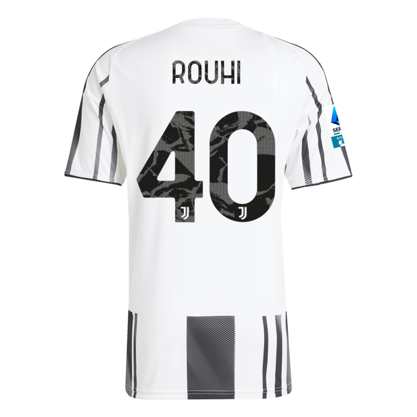 adidas Men's Juventus Rugani Home Jersey w/ Serie A Patch 25/26 (White/Black/Pink)