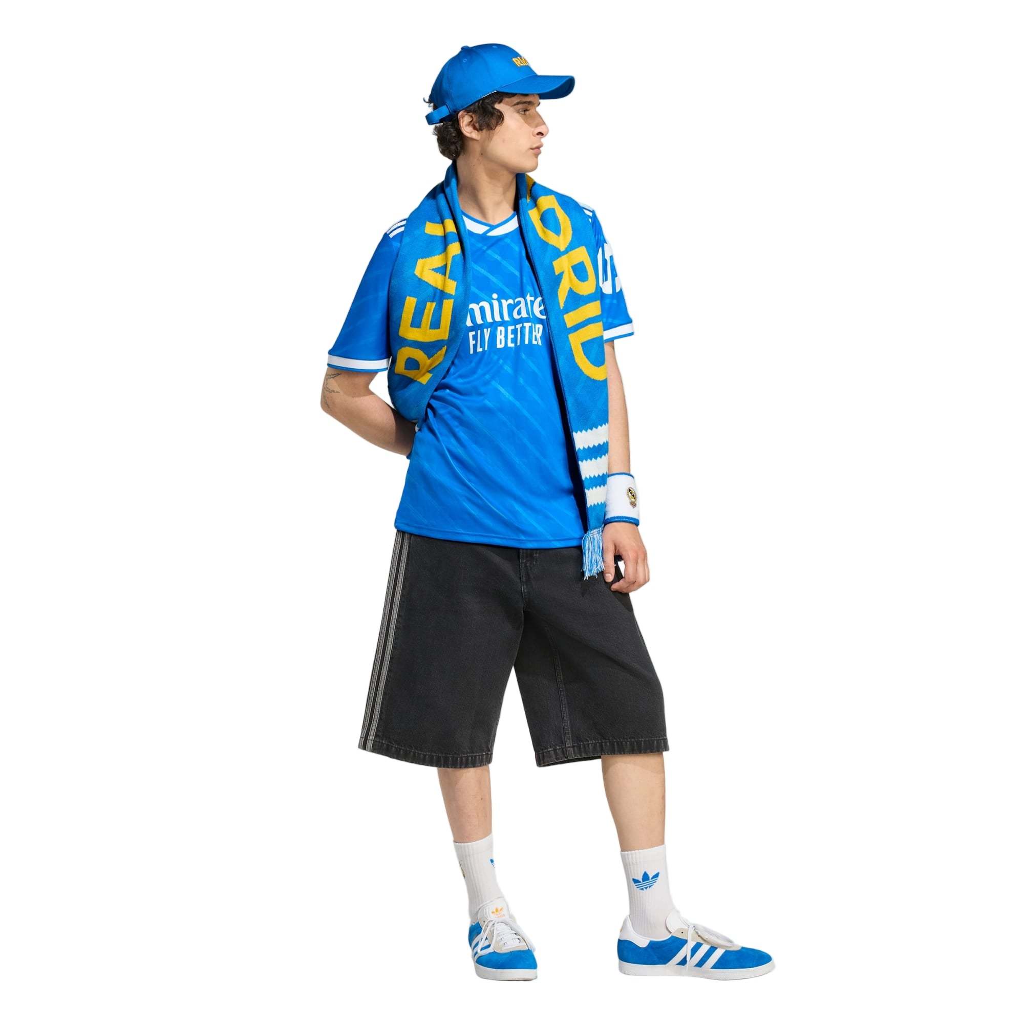 adidas Gonzalo Men's Real Madrid Third Jersey 25/26 w/ Champions League Patches (Blue/White)