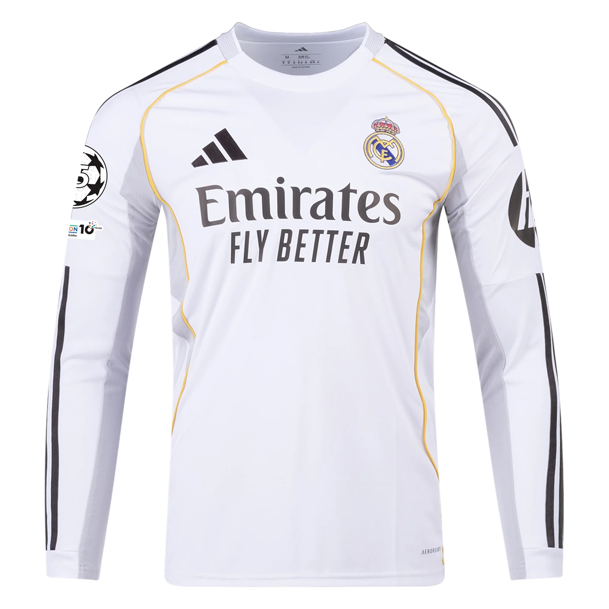 adidas Real Madrid Camavinga Long Sleeve Home Jersey w/ Champions League Patches 25/26 (White)