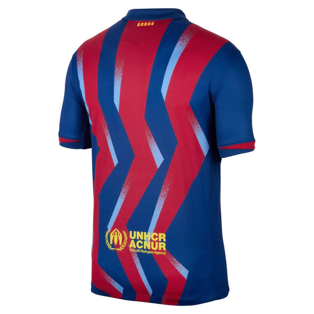Nike Men's FC Barcelona Bernal 4th Jersey 25/26 w/ La Liga Patches (Blue/Red/Yellow)
