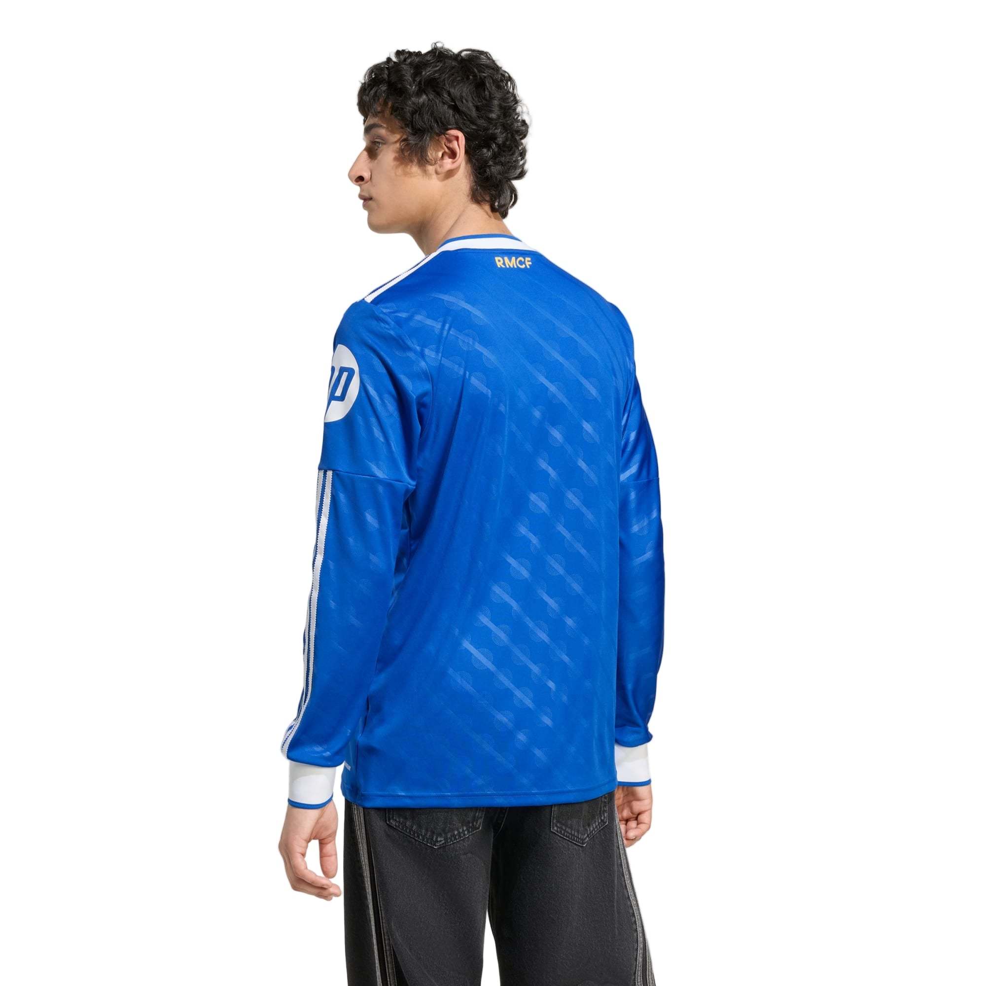 adidas Men's Real Madrid Fran Garcia Long Sleeve Third Jersey w/ Champions League Patches 25/26 (Blue/White)