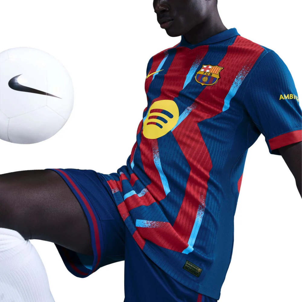 Nike Men's FC Barcelona Fermin 4th Authentic Jersey 25/26 w/ La Liga Patches (Blue/Red/Yellow)