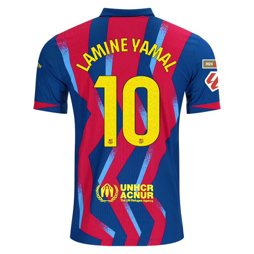 Nike Men's FC Barcelona 4th Authentic Jersey 25/26 w/ La Liga Patches (Blue/Red/Yellow)