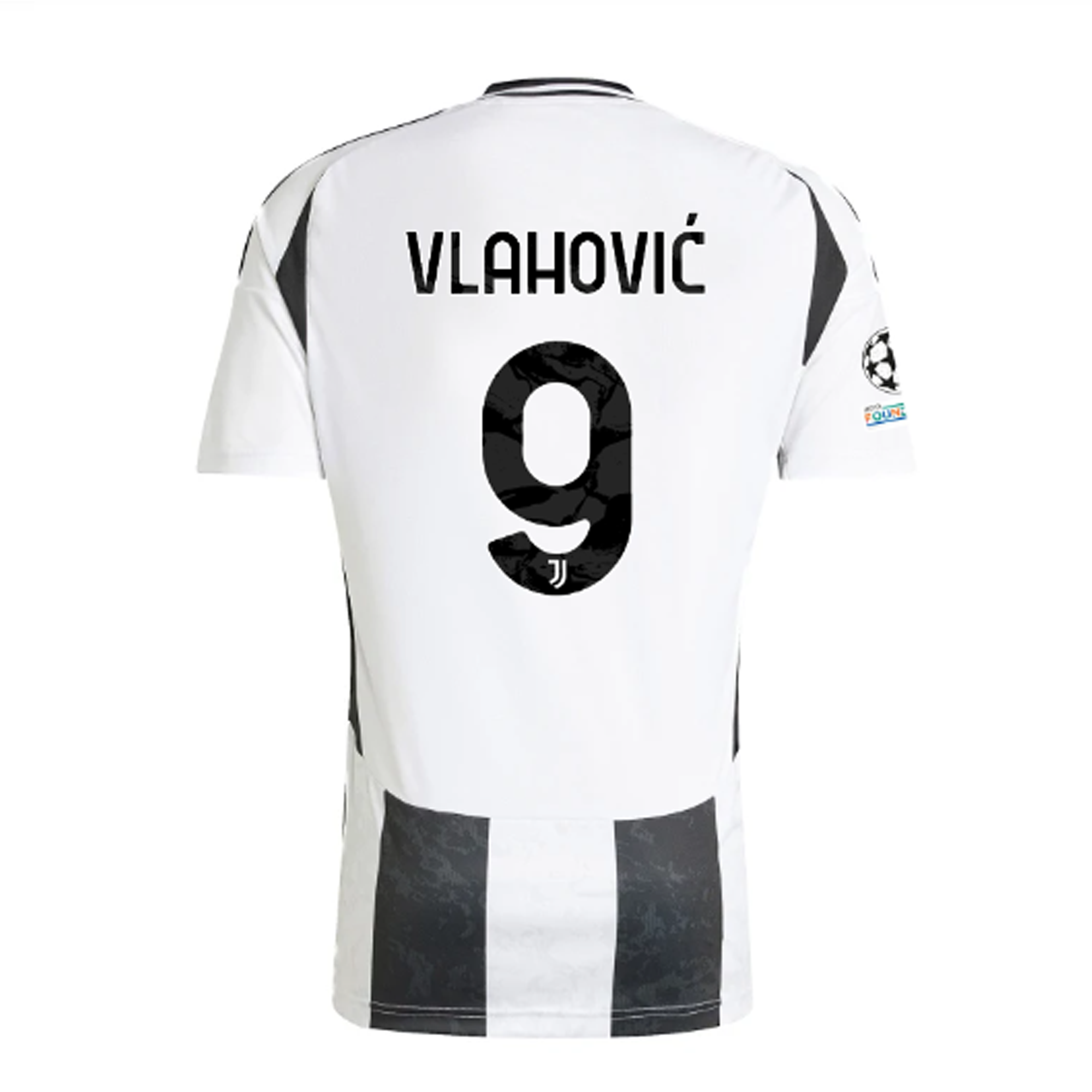 adidas Juventus Authentic Du?an Vlahovi? Home Jersey w/ Champions League + Copa Italia Patches 24/25 (White/Black)