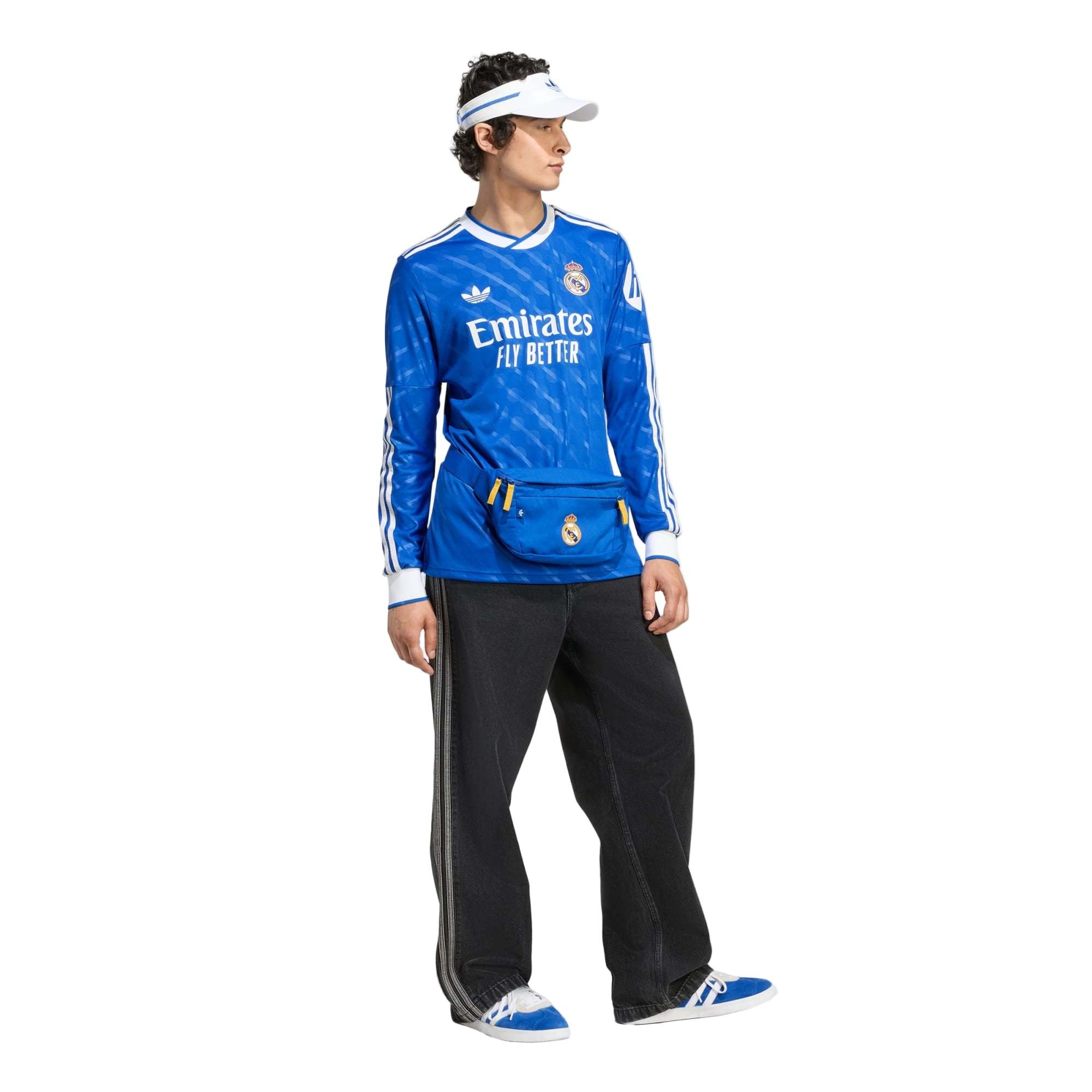 adidas Men's Real Madrid Trent Long Sleeve Third Jersey w/ Champions League Patches 25/26 (Blue/White)