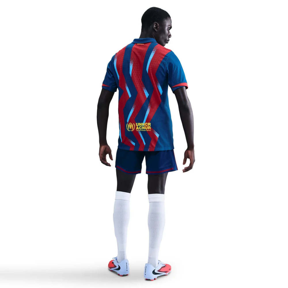 Nike Men's FC Barcelona Kounde 4th Authentic Jersey 25/26 w/ La Liga Patches (Blue/Red/Yellow)