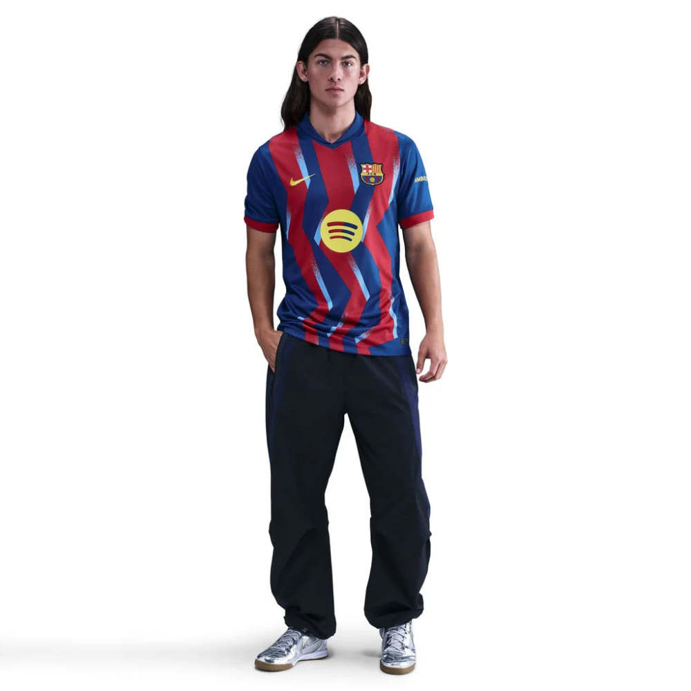 Nike Men's FC Barcelona Bernal 4th Jersey 25/26 w/ La Liga Patches (Blue/Red/Yellow)