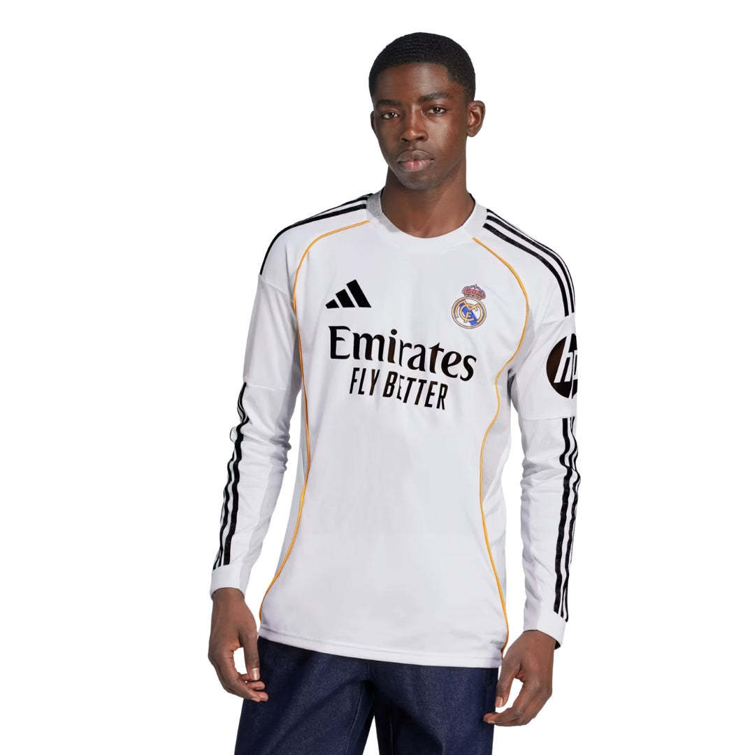adidas Real Madrid Camavinga Long Sleeve Home Jersey w/ Champions League Patches 25/26 (White)
