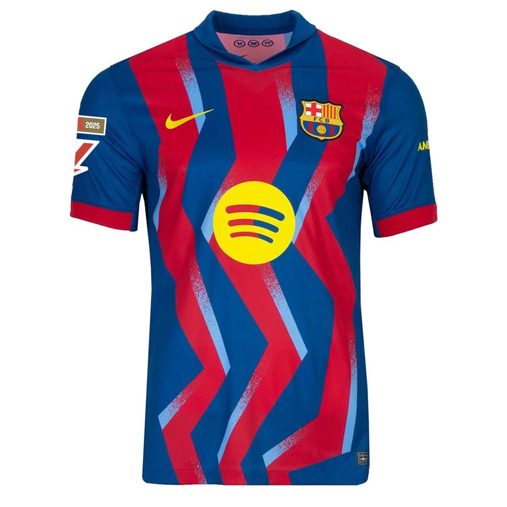 Nike Men's FC Barcelona R. Araujo  4th Jersey 25/26 w/ La Liga Patches (Blue/Red/Yellow)