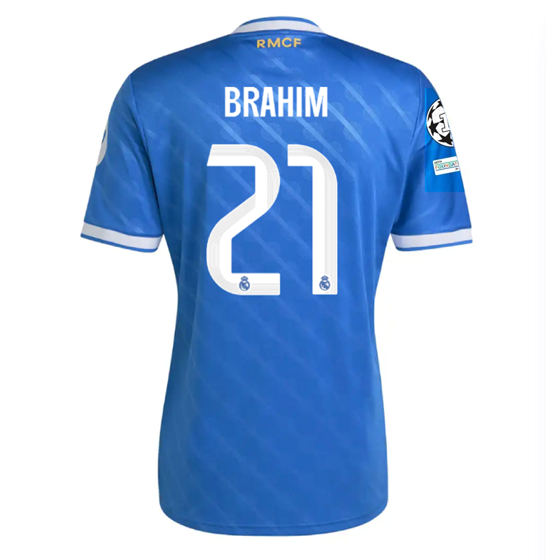 adidas Fran Garcia Men's Real Madrid Third Jersey 25/26 w/ Champions League Patches (Blue/White)
