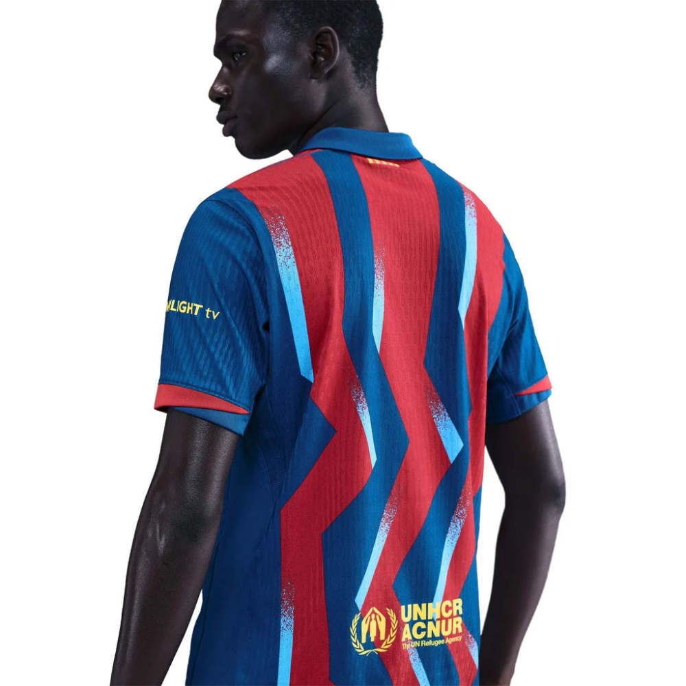 Nike Men's FC Barcelona Kounde 4th Authentic Jersey 25/26 w/ La Liga Patches (Blue/Red/Yellow)