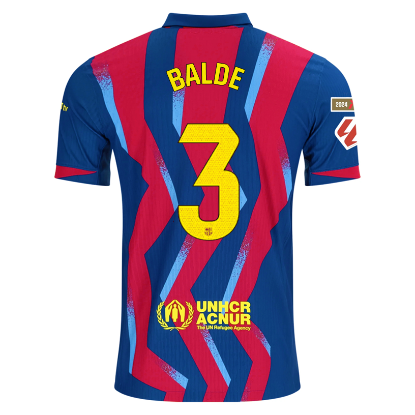 Nike Men's FC Barcelona Balde 4th Authentic Jersey 25/26 w/ La Liga Patches (Blue/Red/Yellow)