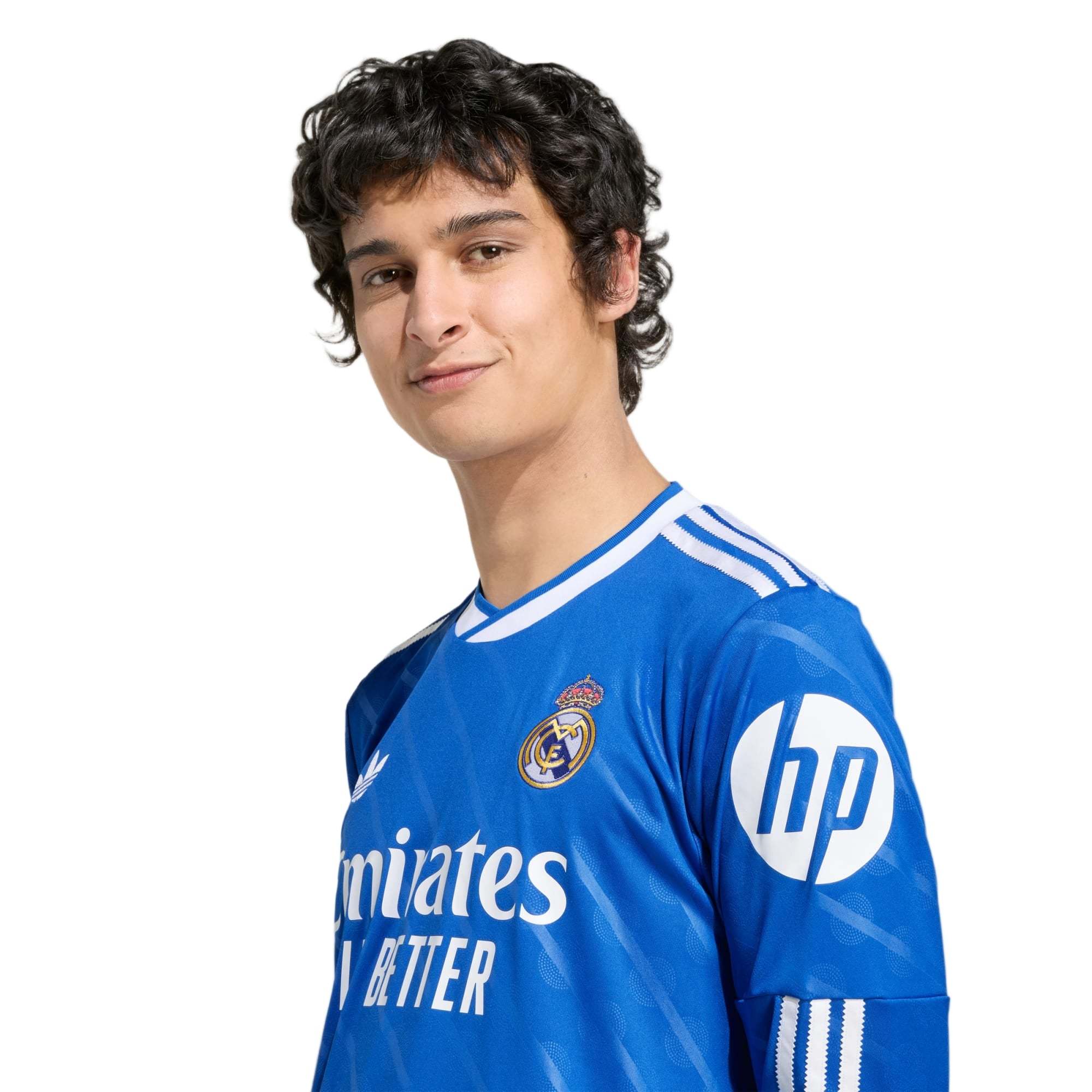 adidas Men's Real Madrid Trent Long Sleeve Third Jersey w/ Champions League Patches 25/26 (Blue/White)
