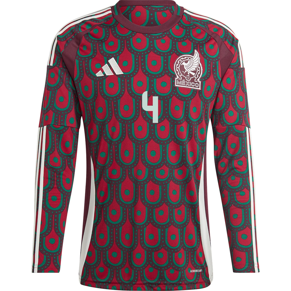 adidas Mens Mexico Edson álvarez Home Long Sleeve Jersey 24/25 (Multicolor)