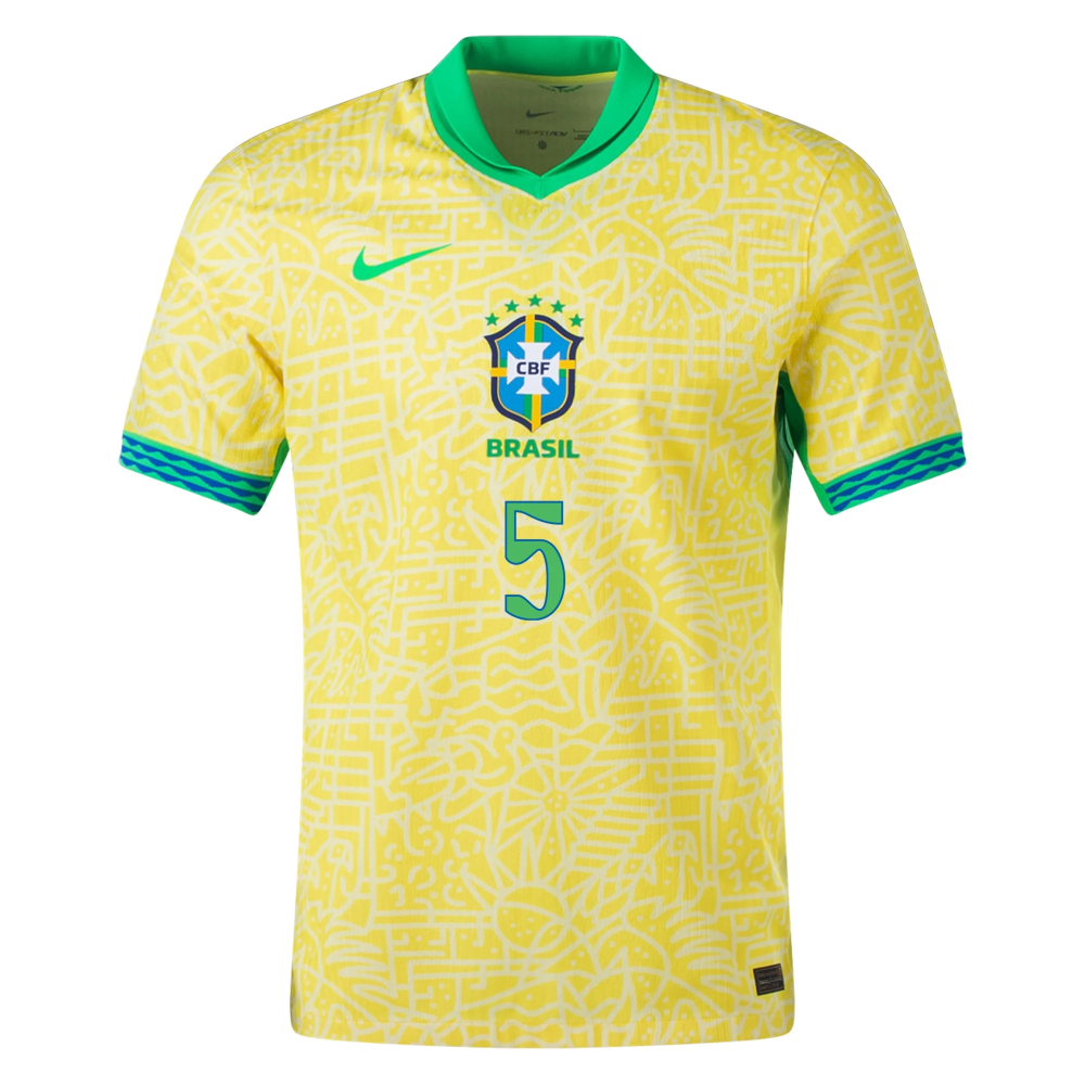 Nike Mens Brazil Casemiro Home Jersey 24/25 (Dynamic Yellow/Lemon Chiffon/Green Spark)