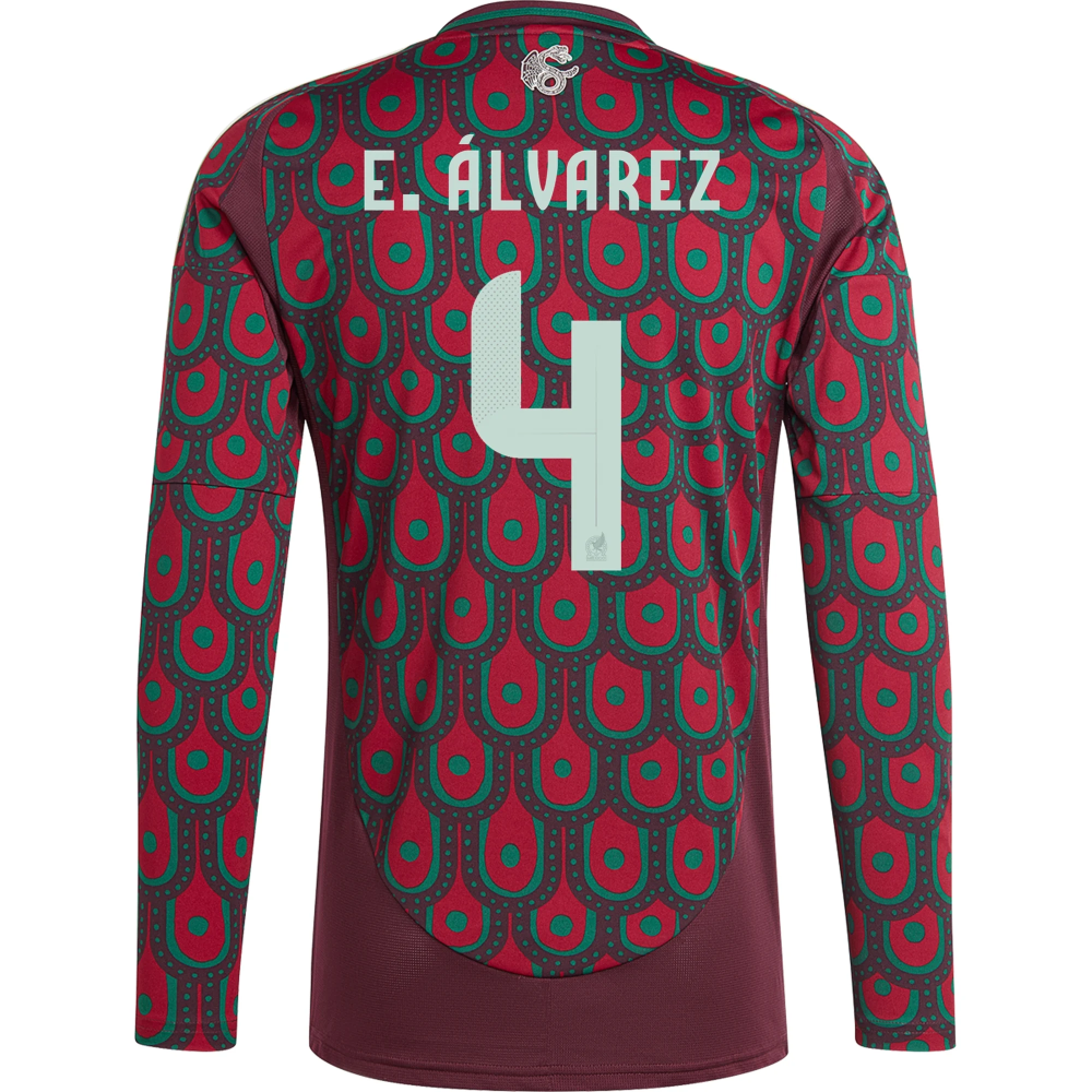 adidas Mens Mexico Edson álvarez Home Long Sleeve Jersey 24/25 (Multicolor)