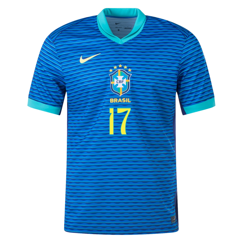 Nike Mens Brazil Bruno Guimar?es Away Jersey 24/25 (Soar/Dynamic Yellow)