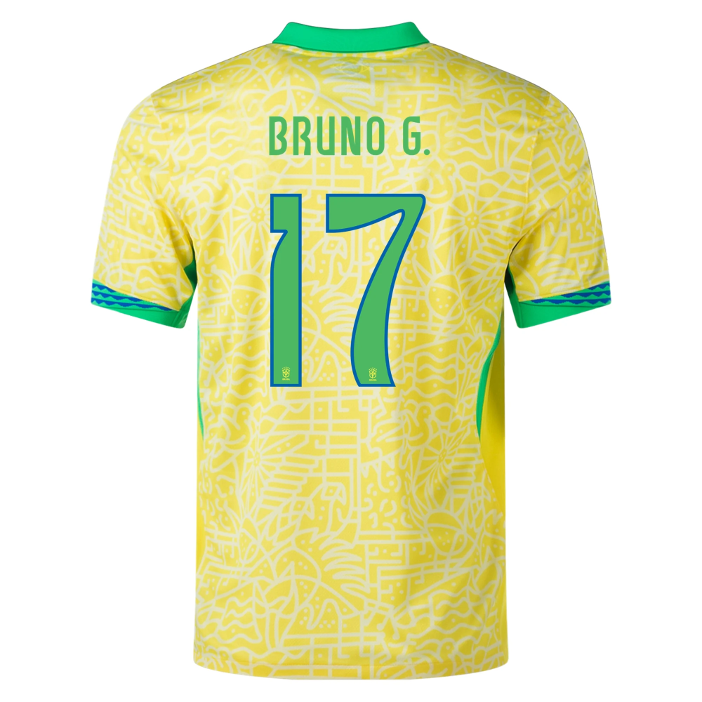 Nike Brazil Authentic Bruno Guimar?es Home Jersey 24/25 (Dynamic Yellow/Lemon Chiffon/Green Spark)
