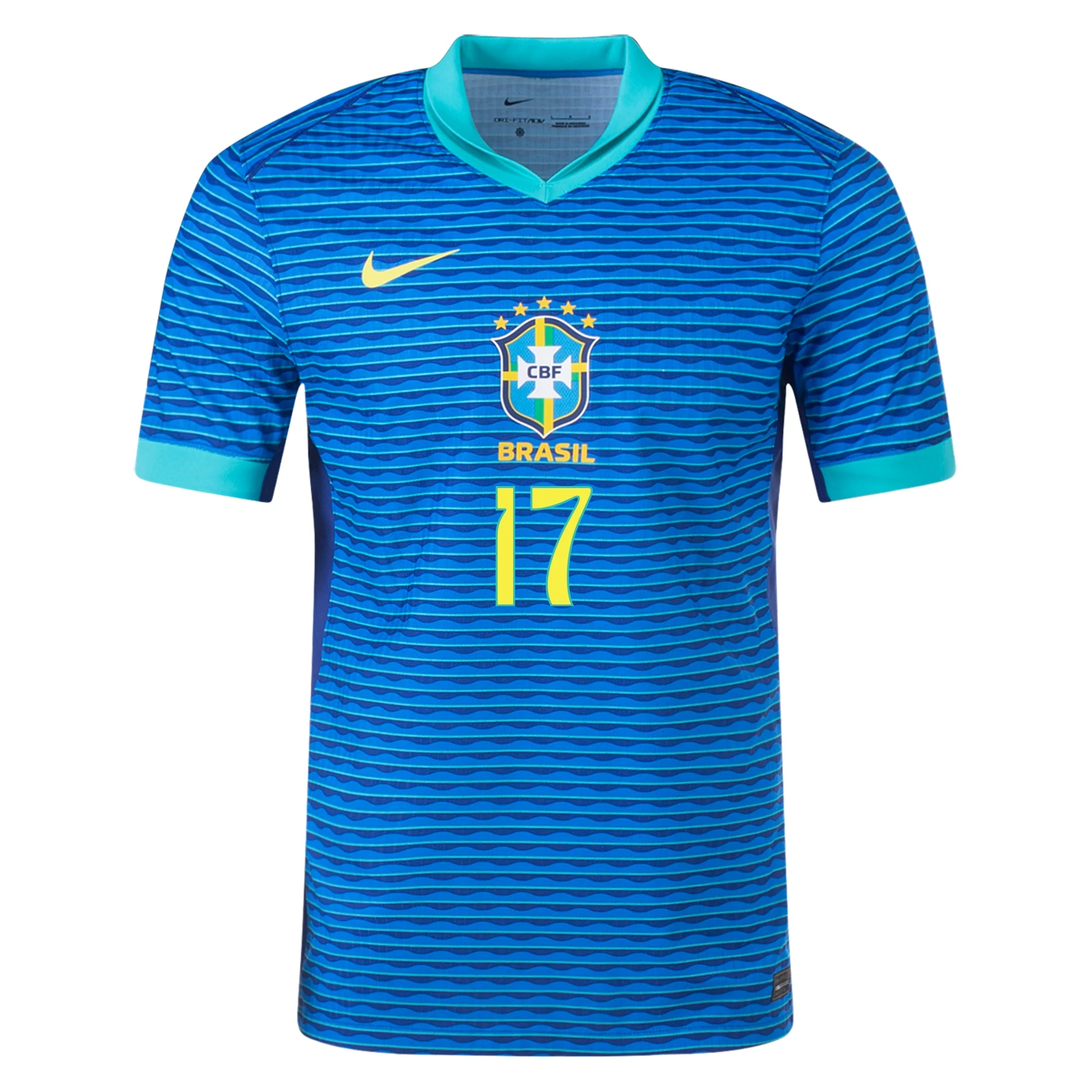Nike Brazil Authentic Bruno Guimar?es Away Jersey 24/25 Soar/Dynamic Yellow)