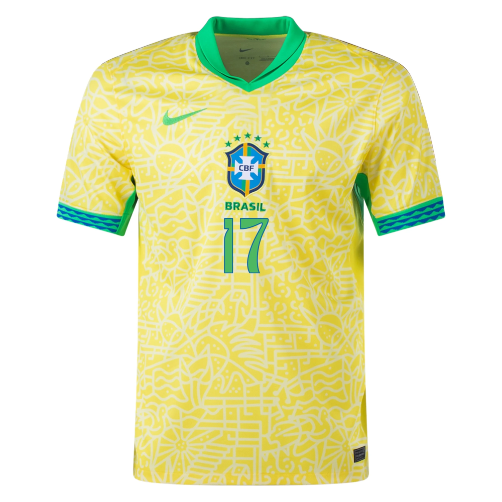 Nike Brazil Authentic Bruno Guimar?es Home Jersey 24/25 (Dynamic Yellow/Lemon Chiffon/Green Spark)