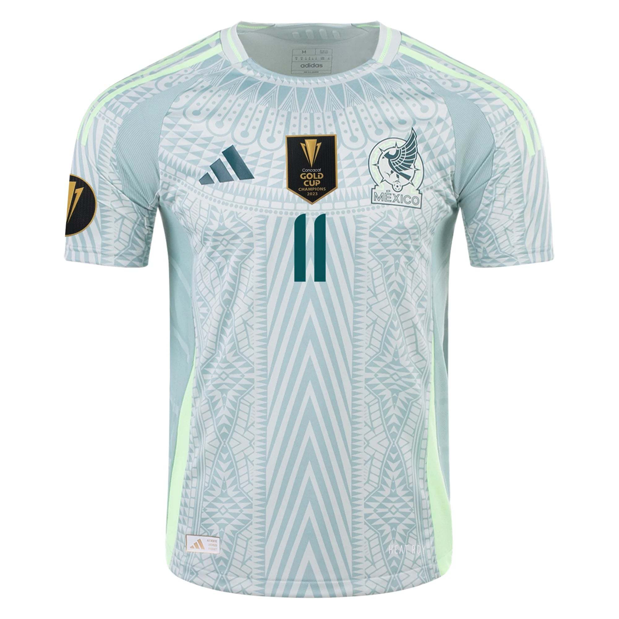adidas Santi Gimenez Mexico Authentic Away Jersey 24/25 w/ Gold Cup 2025 Patches (Linen Green)