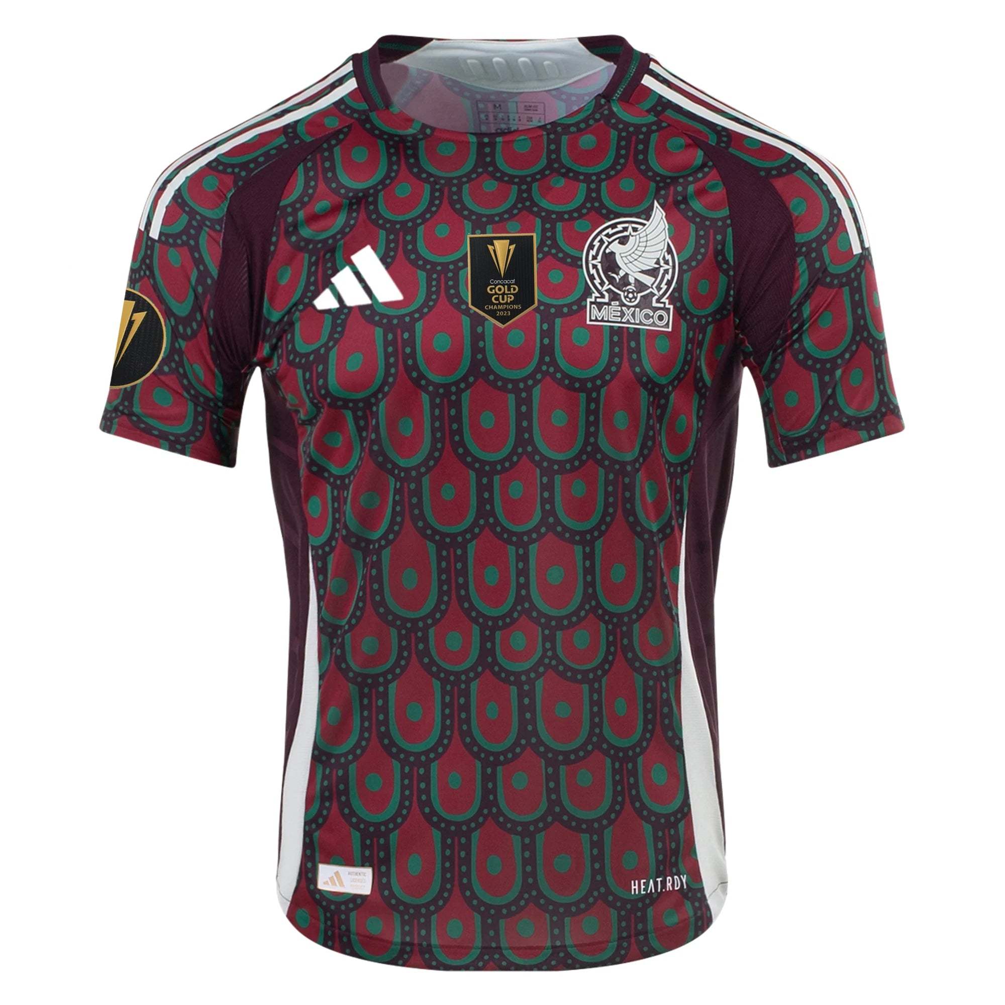 adidas Mexico Authentic Home Jersey 24/25 w/ Gold Cup 2025 Patches (Multicolor)