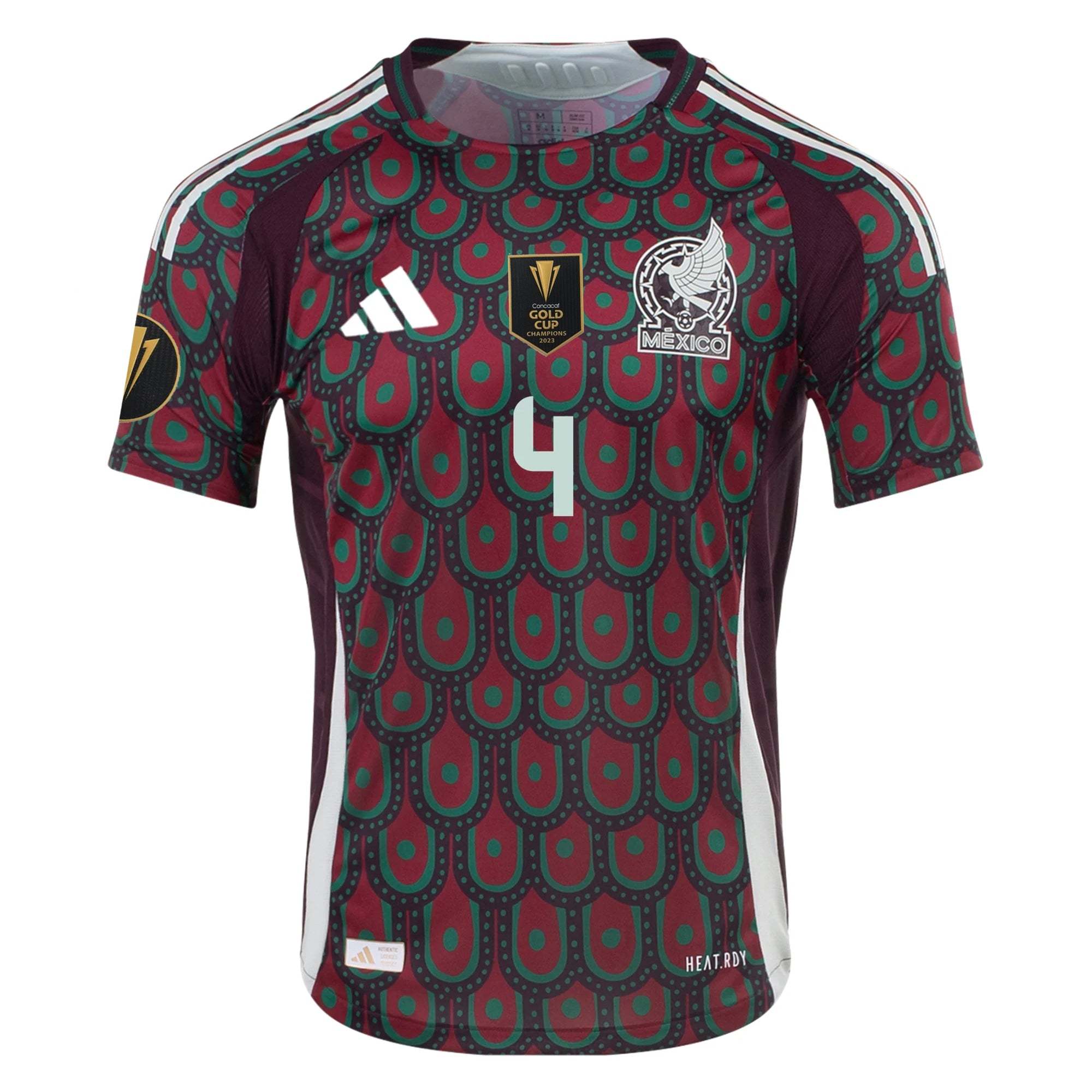 adidas Mexico Authentic Edson álvarez Home Jersey 24/25 w/ Gold Cup 2025 Patchse (Multicolor)
