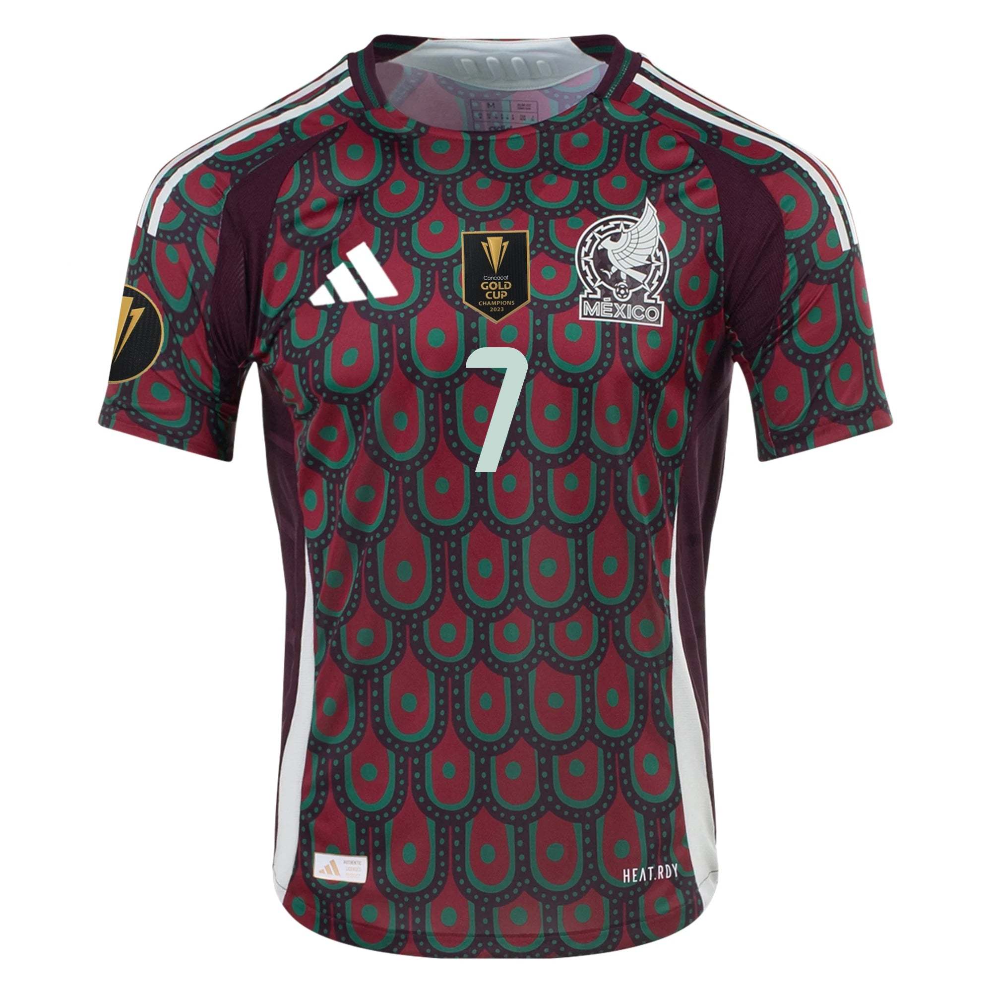 adidas Mexico Gilberto Mora Home Jersey 24/25 w/ Gold Cup 2025 Patches (Multicolor)