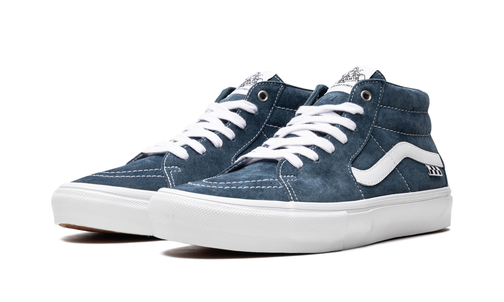 Pig Suede Skate Grosso Mid "Blue/White" VN0A5FCGY6Z