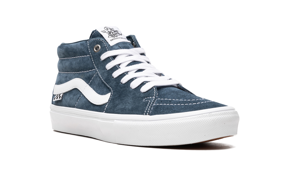 Pig Suede Skate Grosso Mid "Blue/White" VN0A5FCGY6Z