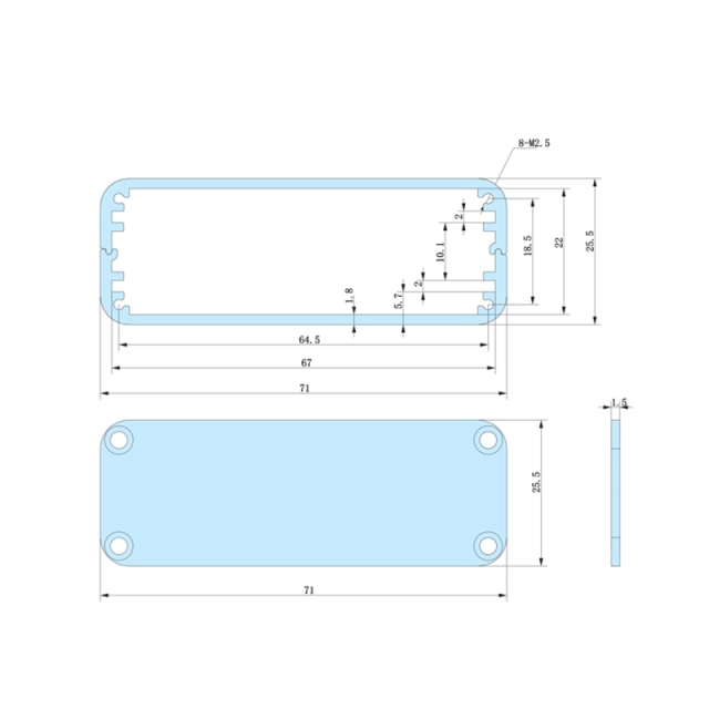 71*25.5*100 aluminium pcb board project enclosures uk industrial case,71x25.5-100 aluminium pcb board project enclosures uk industrial case