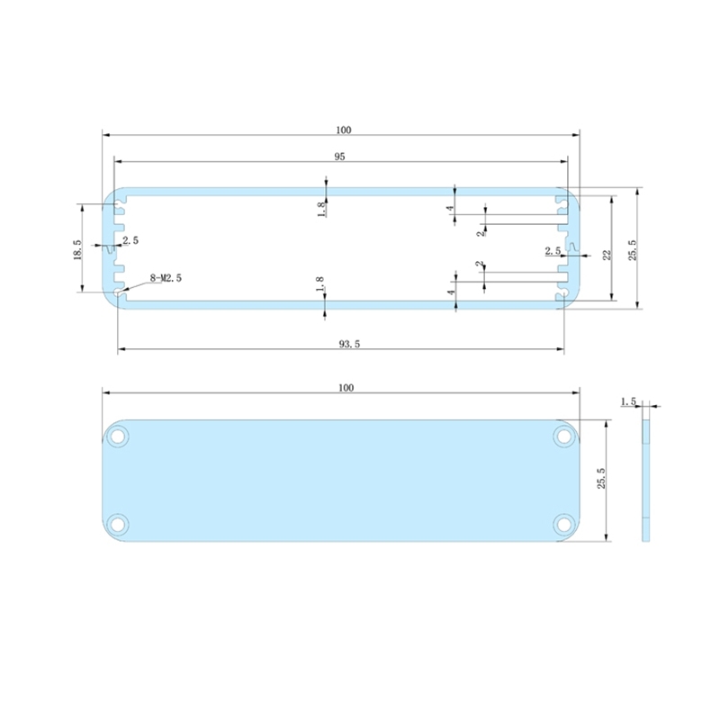 100x255-L Custom Aluminum Project Enclosure | Precision CNC Machining & Anodized Finish | Industrial Electronic Metal Box,100x25.5-L cheap aluminium project enclosure metal box for electronics  enclosures