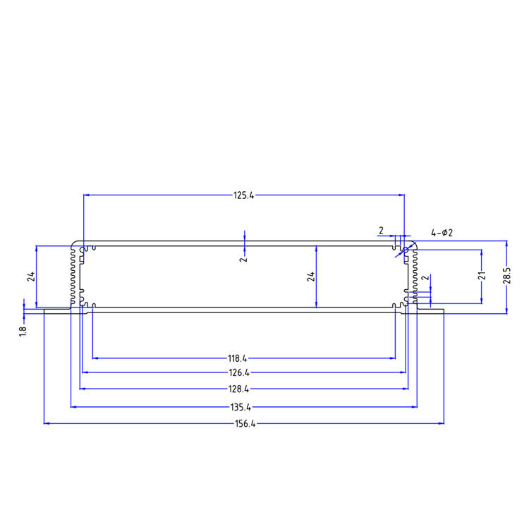 156*28custom aluminum enclosure aluminum case in silver color heat sink function,156*28custom aluminum enclosure aluminum case in silver color heat sink function