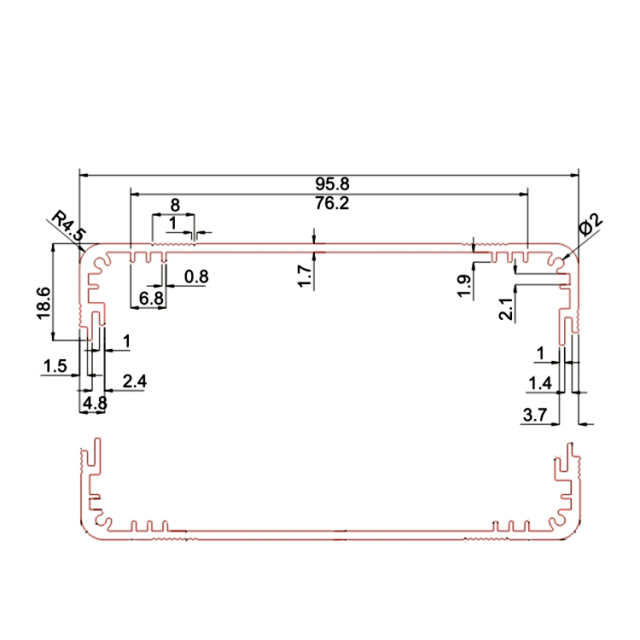 96*33aluminium electrical extrusion housing for hifi box,96*33 aluminium electrical extrusion housing for hifi box