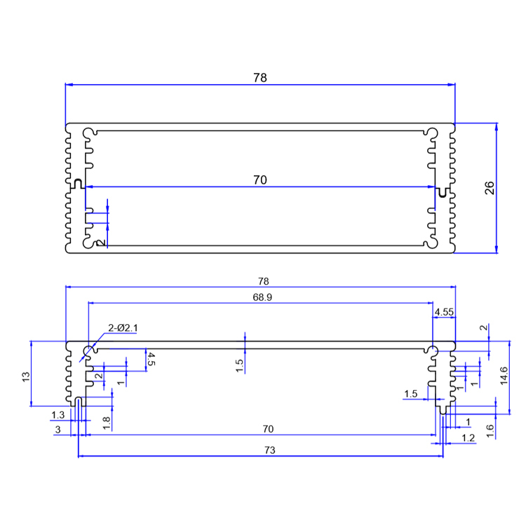 78*26Aluminum electrical pcb instrument extruded box enclosure powder supply PCB chassis enclosures,78*26Aluminum electrical pcb instrument extruded box enclosure powder supply PCB chassis enclosures