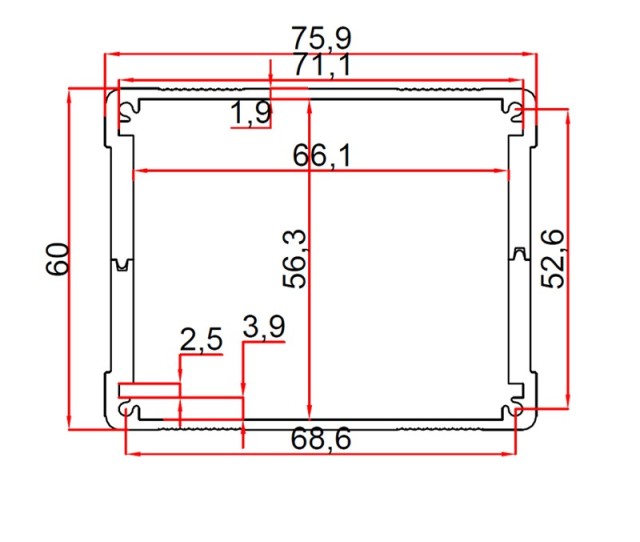 76*60aluminum extruded enclosure electronics switch box for pcb,76*62aluminum extruded enclosure electronics switch box for pcb