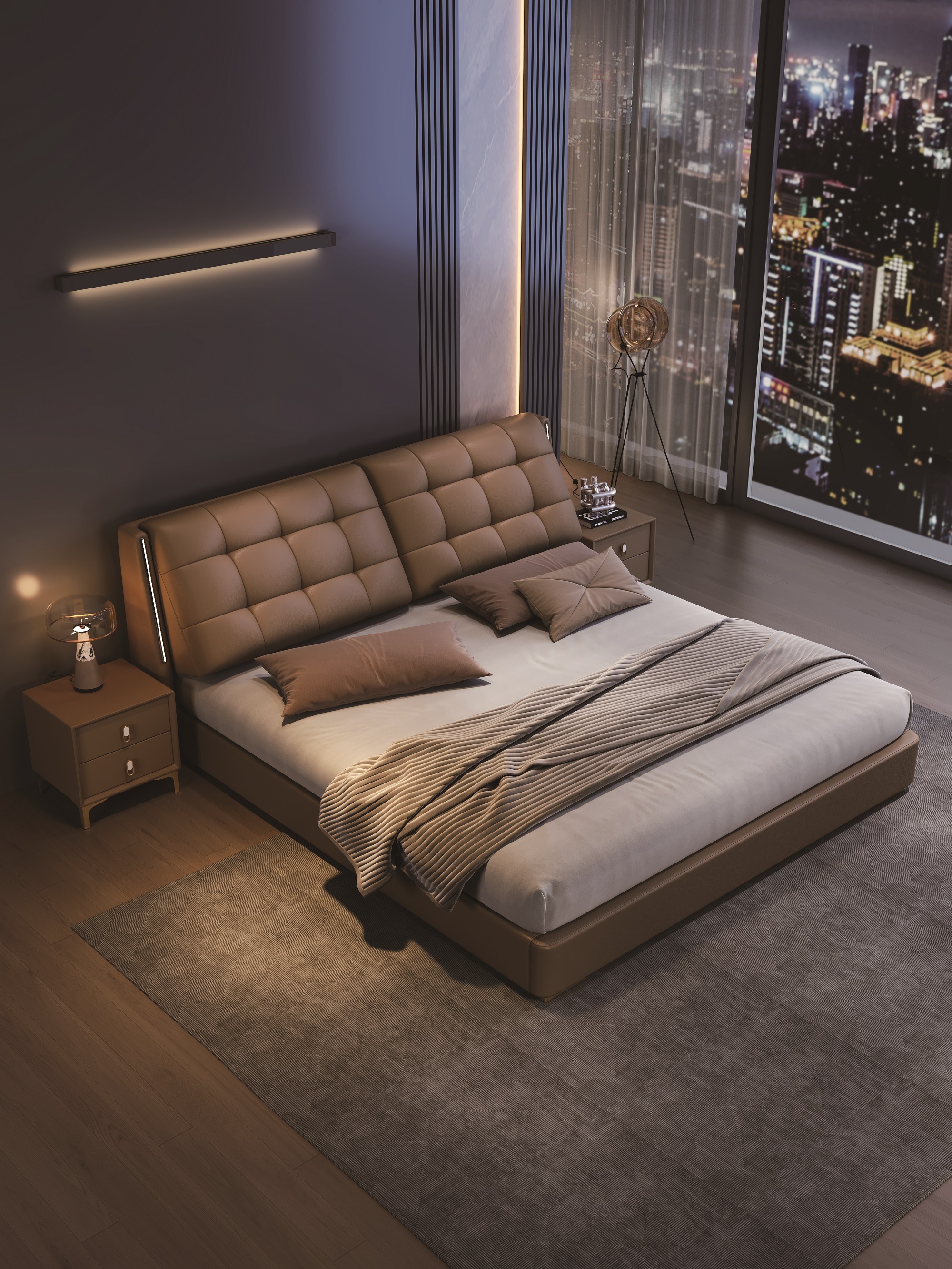 Modern Style Double Beds Wooden Queen Bed Frame Luxury Bed Multi-functional Storage Compartments Storage Lockers Bed 809
