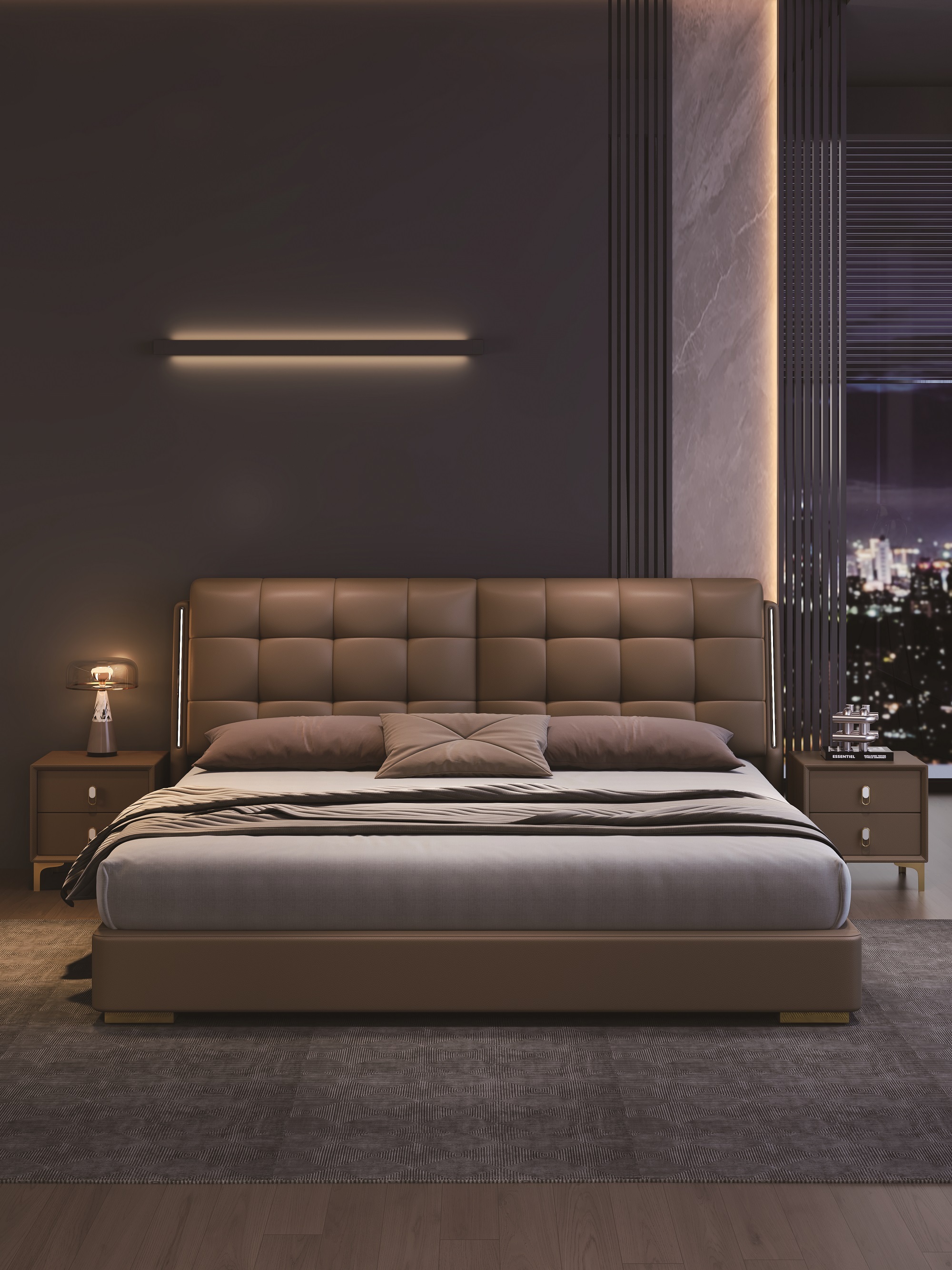Modern Style Double Beds Wooden Queen Bed Frame Luxury Bed Multi-functional Storage Compartments Storage Lockers Bed 809