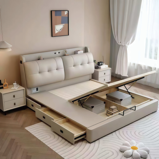 Modern Style Double Beds Wooden Queen Bed Frame Luxury Bed 364